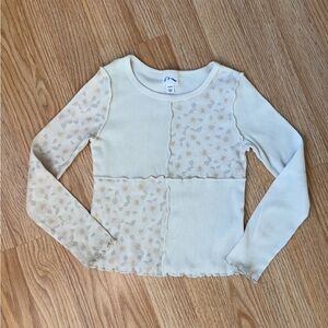 art class Cream Long Sleeve Top with Floral Pattern
